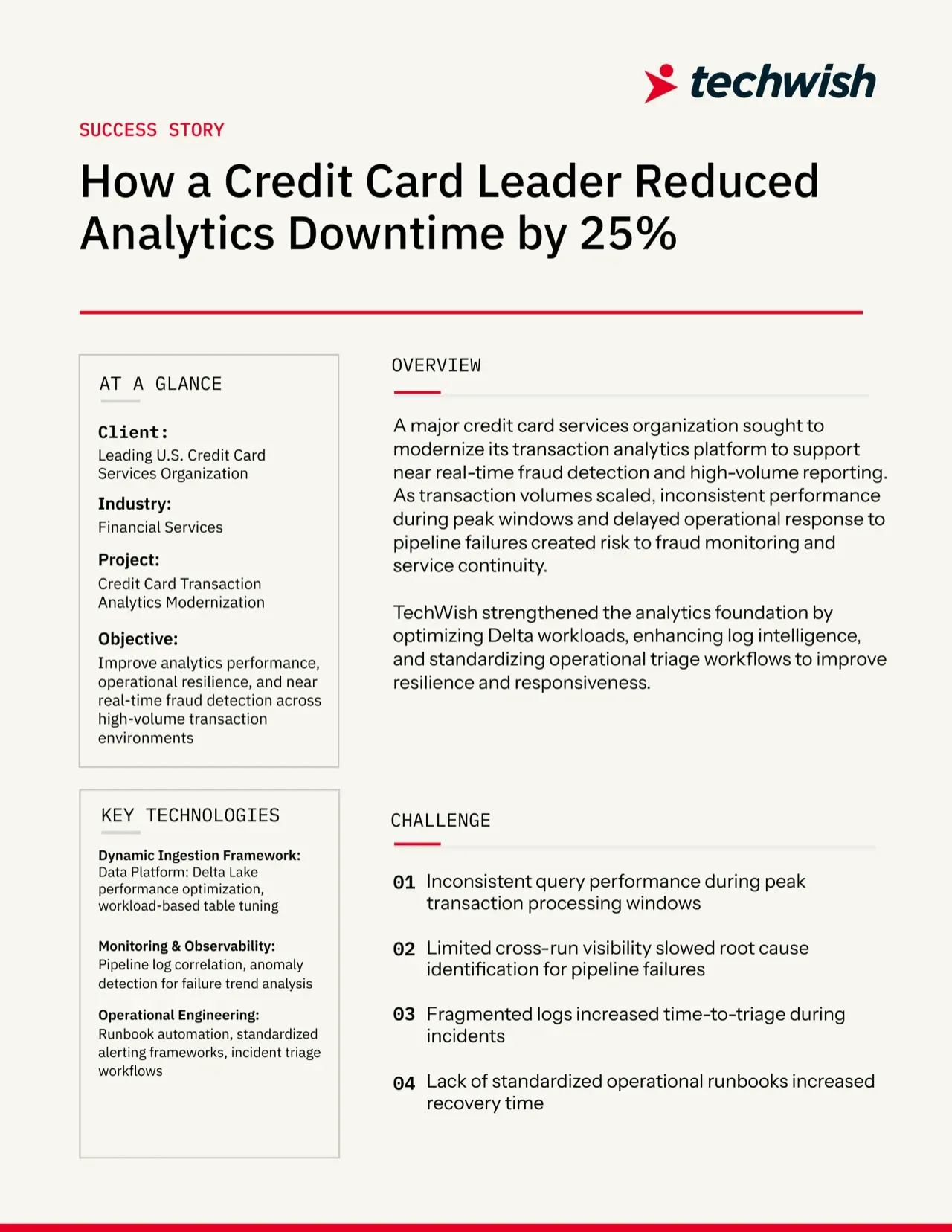 How a Credit Card Leader Reduced Analytics Downtime by 25% — cover