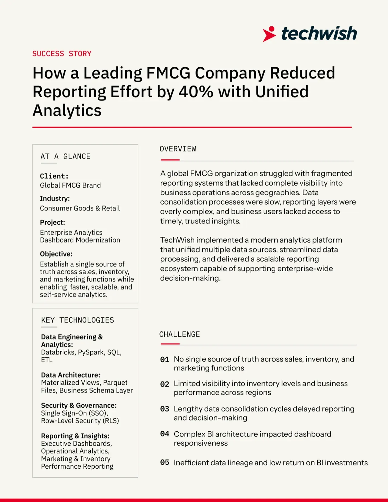 How a Leading FMCG Company Reduced Reporting Effort by 40% with Unified Analytics — cover