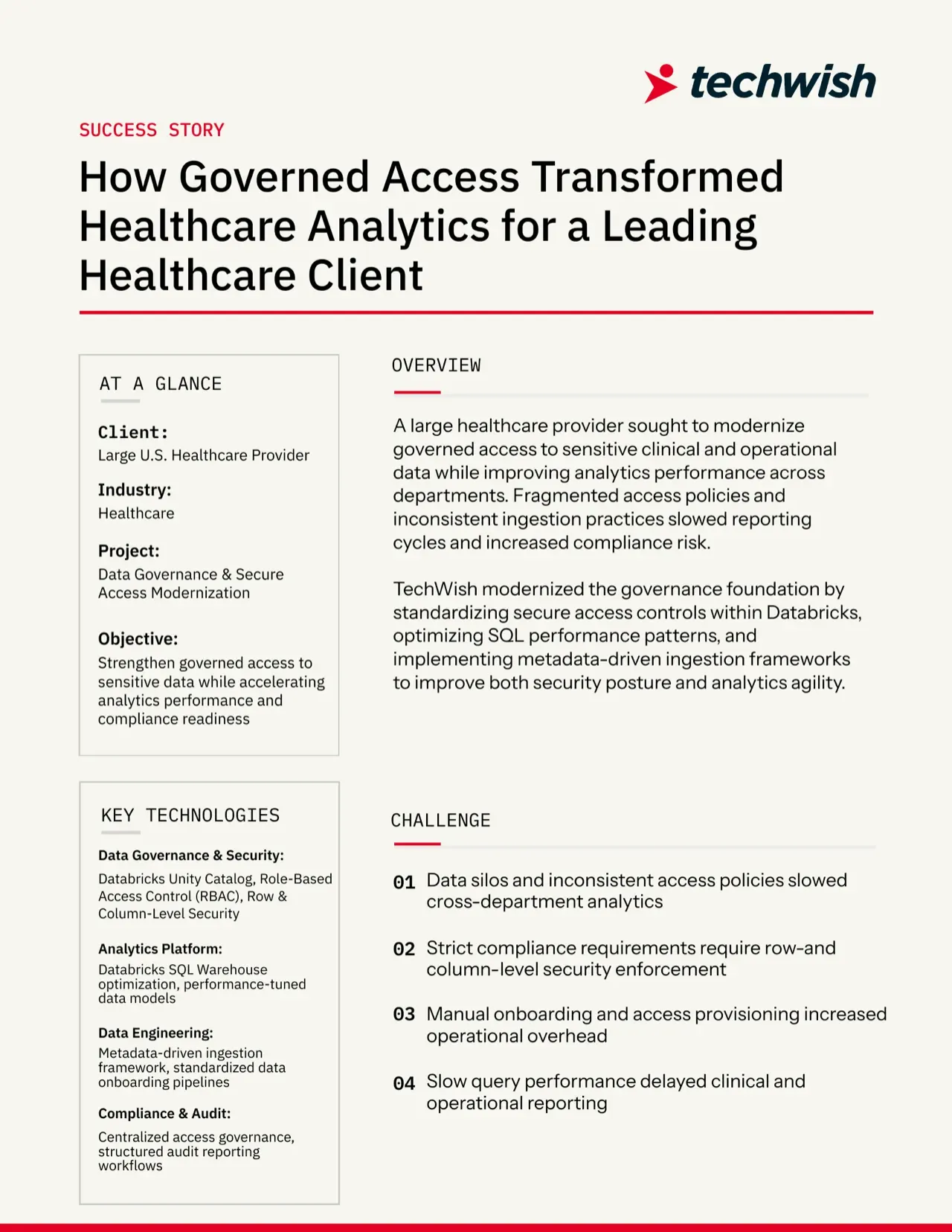 How Governed Access Transformed Healthcare Analytics for a Leading Healthcare Client — cover
